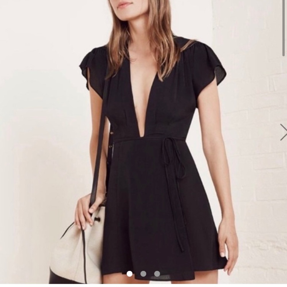 Reformation Wrap Dress Black xs